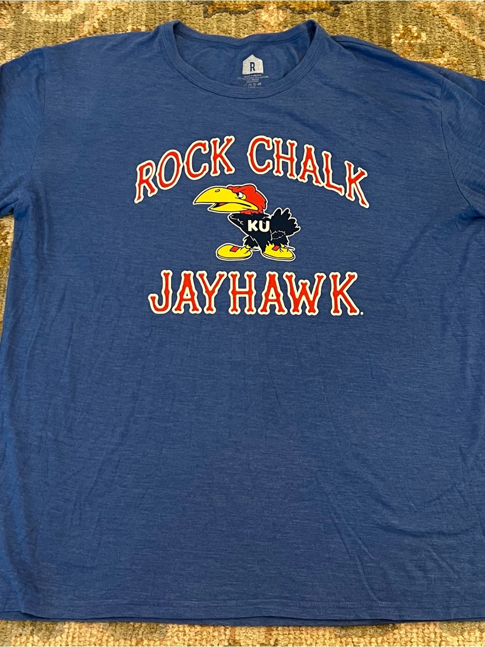 Kansas Jayhawks Rally House L/S Shirt Rock Chalk Jayhawk Men Size XXL Color Blue